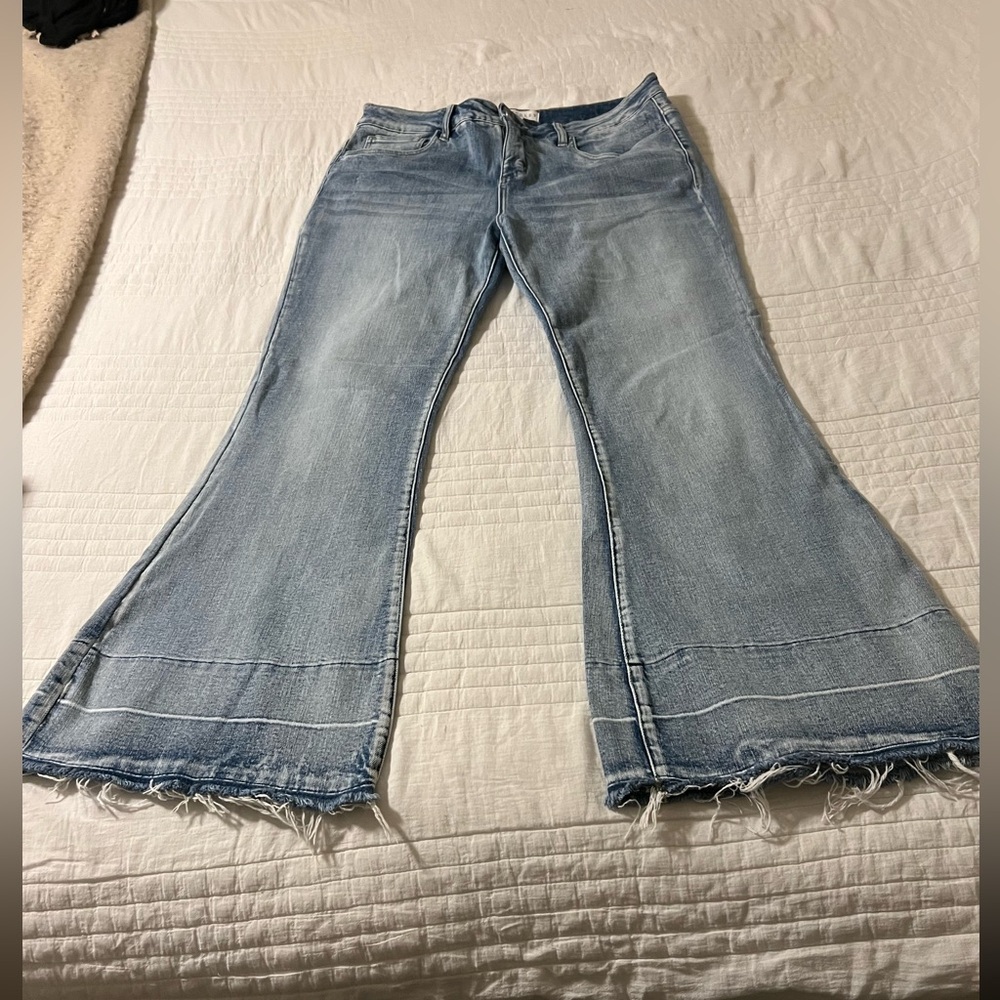 Blakeley Raw Hem Light Blue Flared Women Jeans Size 1X (16)